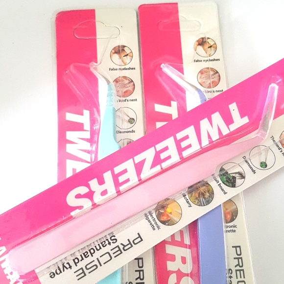 🆕 NEW 2/15$ 1 pc Standard CurvedTweezers with Protector Cap (Light Pink) - Picture 1 of 7